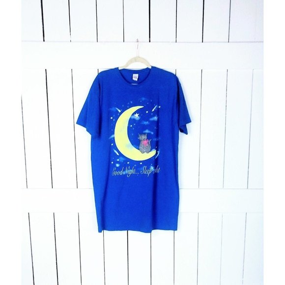 Tops - Vintage blue kitty cat kitten oversized sleep tshirt